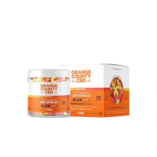 Orange County CBD 1200mg CBD Fizzy Peach Rings - Small Tub